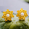 Natural Pearl Lotus Stud Earrings - Rozzita.com