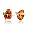 Dragonfly Amber Stud Earrings