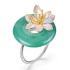Lotus on Jade Stone Ring - Rozzita.com
