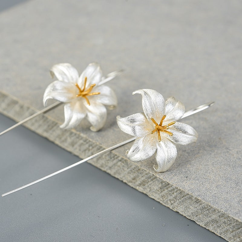 lily flower drop earrings Lily Flower Dangle Earrings